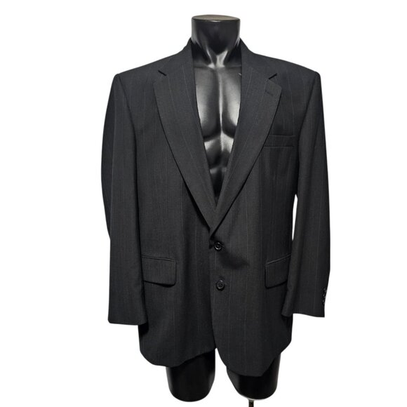 Towncraft Other - Towncraft Blazer 46R Black Jacket Sport Coat Striped Polyester Worsted Wool